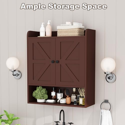 EasyCom Bathroom Wall Storage Cabinet, Medicine Cabinet with 2 Door, Russet — view 5