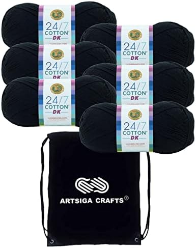 Lion Brand 24/7 Cotton DK Caviar 769-153 (6-Skeins - Same Dye Lot...