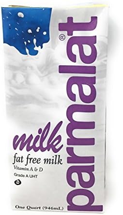 Parmalat Fat Free UHT Shelf Stable Milk 1 Qt (Pack of 6)