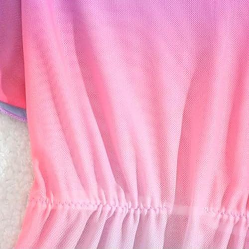 Girls Swim Cover Up Short Sleeve Swimsuit Gradient Color Beach Dress for Kids, Cute Bathing Suit Coverup Tunic Swimwear4
