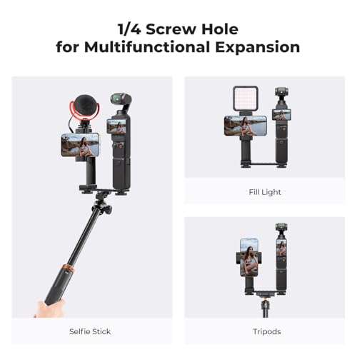 Uchwyt na telefon K&F CONCEPT, akcesorium do DJI Osmo Pocket 3, adapter przedłużający do DJI Osmo Pocket 3, gwint 1/4" i adapter zimnej stopki, obrotowy uchwyt na telefon 360° do zestawu DJI Osmo Pock
