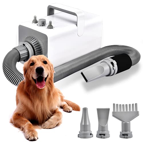 AIIYME Dog Dryer, 2800W/3.8HP Anion Stepless Adjustable Speed Dog Hair Dryer Pet Grooming Dryer Blower with Adjustable Temperature(30Â°C-55Â°C), Professional High Velocity Pet Air Forced Dryer for Dogs
