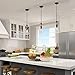 LNC Glass Pendent Lighting for Kitchen Island, Modern Farmhouse Glass Hanging Fixtures for Dining Room, 5” x 5” x 11.2”, 1-Light