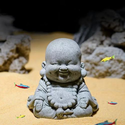 Image of livelyfish Buddha Fish Tank Decor Asian Stone Buddha Figurines for Aquarium Zen Garden Fish Tank Statue Decorations Mini Stone Buddha Zen Garden Sculptures Decor,Gift, G