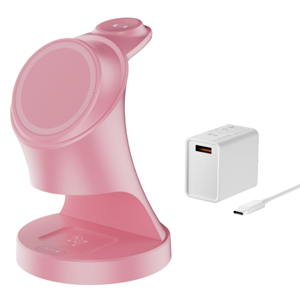Wireless Charger,3 in 1 Magnetic Wireless Charger Stand, Fast Wireless Charging Dock for iPhone 16/15/14/13/12 Series, Apple Watch Series, AirPods Pro.