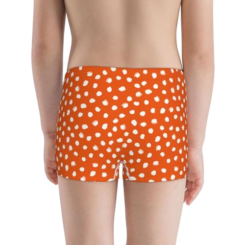 Boys' Cotton Boxer Brief Soft Underwear-Dots On Orange Background3