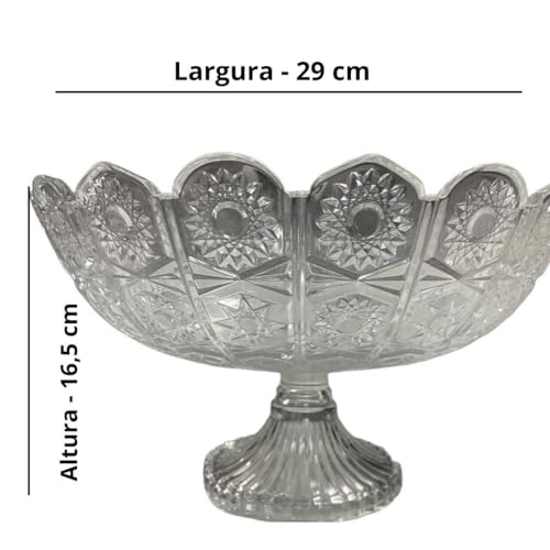 Centro De Mesa Fruteira De Vidro Kig Glassware