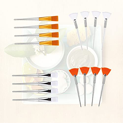 16 Pieces Fan Brushes for Facials, Silicone Face Mask Brushes Applicator Set for Skin Care Facials,Face Mask Applicator Make Up Brushes Eyelash Brush for Body Lotion And Body Butter