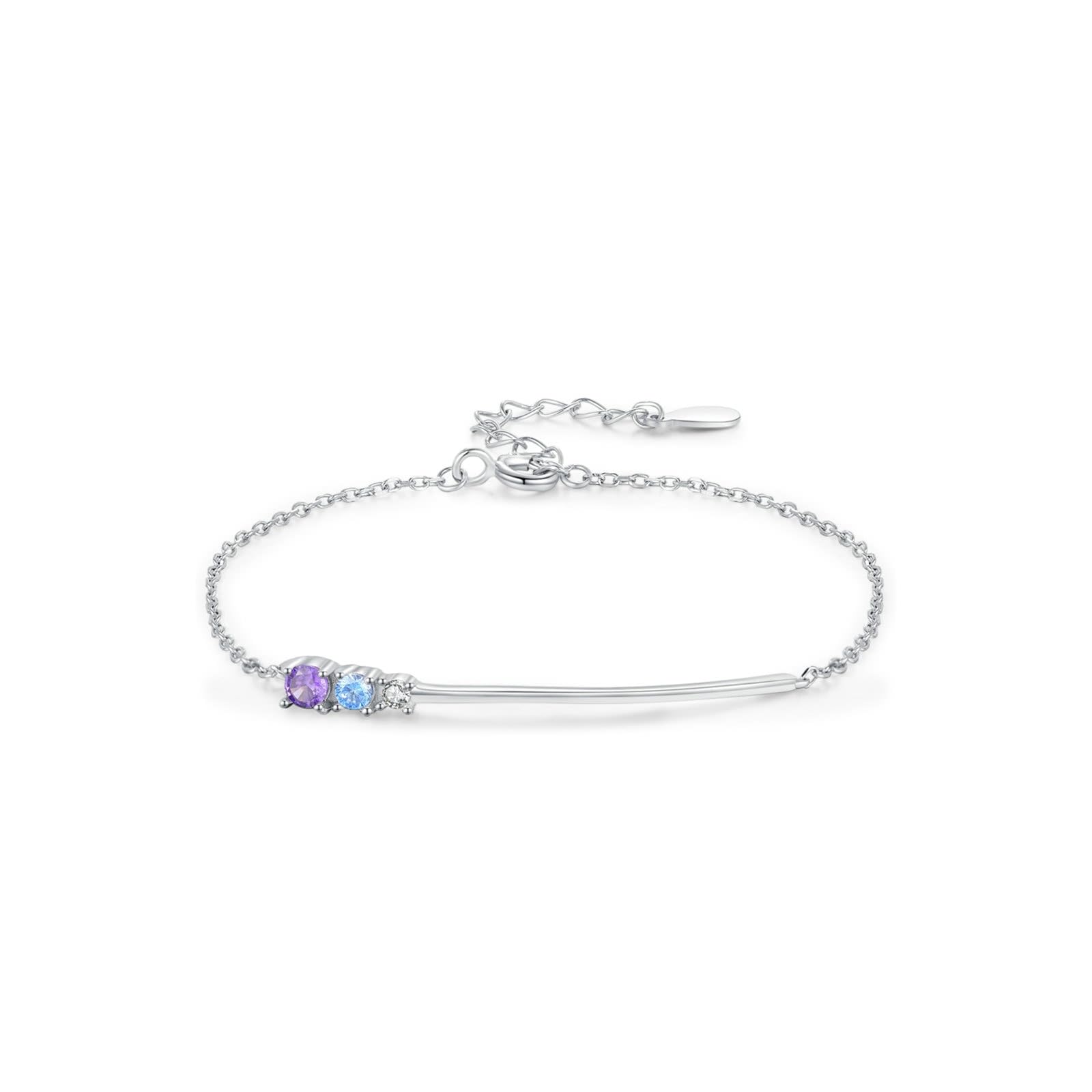 KnSam Pulsera de oro blanco Au 375/585/750 con colgante de oro real, pulsera clásica para mujer con amatista lila, brazalete topacio de 9 K/14 K/18 K oro blanco