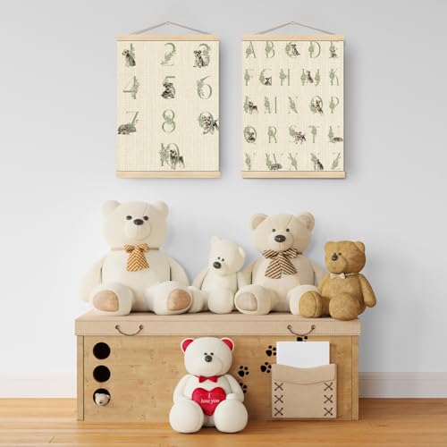 Image of Boat Wades Schnauzer Numbers and Alphabet Kids Wall Art Poster Hanger Frame, Sage Green Educational Schnauzer Dog Wall Decor for Toddler Kids Room Nursery Classroom, 12x16 Inch Set of 2