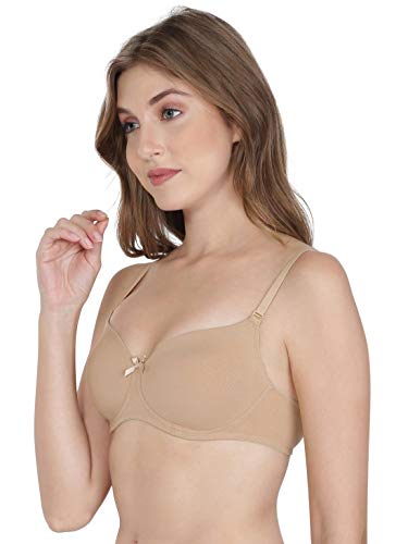 Image of Jockey FE23 Women Wirefree Padded Super Combed Cotton Elastane Stretch Medium Coverage T-Shirt Bra with Detachable Straps