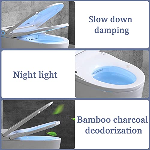 Modern Elongated Intelligent Smart Toilet, One-Piece Dual Flush Toilet With Comfort Height Toilet Warm Dryer,Automatic Flush Open/Close Seat, Heat Bidet Seat W/Remote Control-110V #TOP1