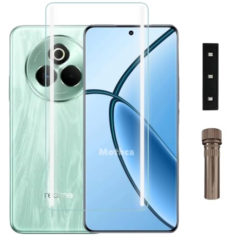 Image of Mothca Premium UV Tempered Glass Screen Protector For Realme P3 Pro 5G (Pack of 1) Full Adhesive UV Curved Screen Guard, Case Friendly with Installation Kit