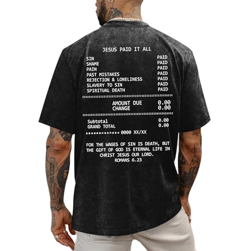 Christian Faith God Shirts for Men Jesus Bible Verse Acid Wash Shirt Oversized Religious Tshirts Vintage Graphic Tees