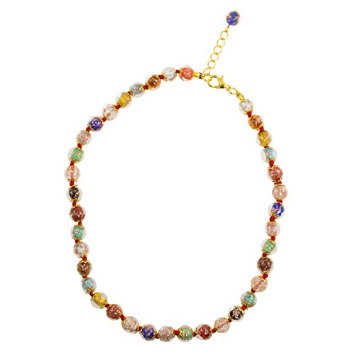 Just Give Me Jewels Venice Murano Sommerso Aventurina Glass Bead Strand Necklace in Multi-Colors, 16+2