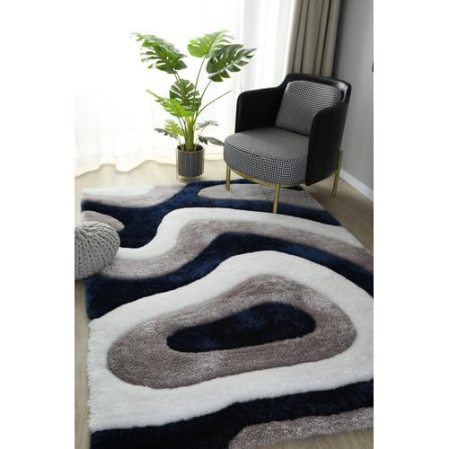 Image of Handmade Shaggy Pure Microfiber Smooth & Anti-Skid Carpets for Bedroom & Living Room, 2 inch Thicknesss Size- 5X8 Feet