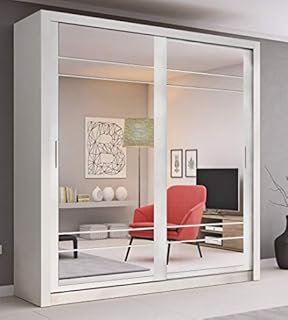 Arthauss Modern Bedroom Mirror Sliding Door Wardrobe Arti 8 in White Matt 203cm sold