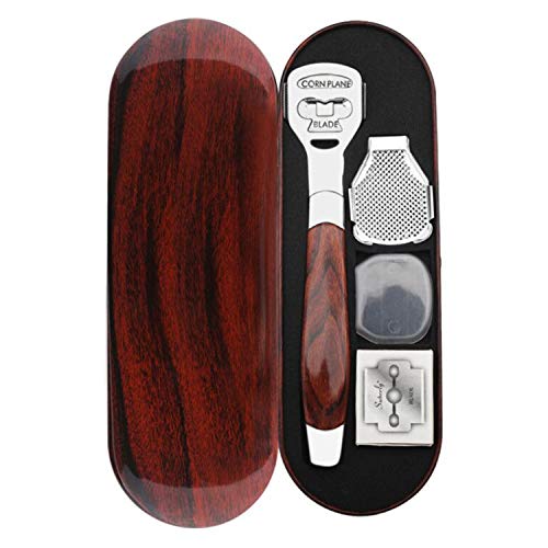 MQH Callus Shaver Foot File Callus Hard Skin Remover Wood Handle with 10 Blades