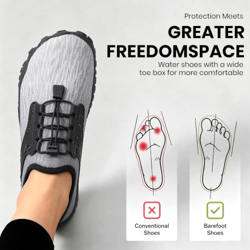 Image of Barefoot Water Shoes for Men Women 2026 Quick Dry Athletic Shoes Non-Slip Wide Toe Aqua Footwear Beach Swim Hiking Kayaking Yoga Outdoor Sport