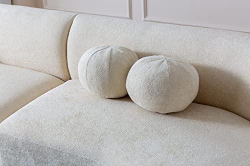 Staffora Sectional Corner Sofa, Double Chaise Oversized Curved Couch, Cloe 5 Seater Boucle Fabric Sofa For Living Room (Ivory, Right Arm Facing Corner) #TOP5