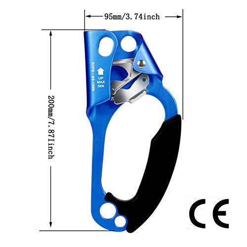 CroSight Hand Ascender Rock Climbing Tree Arborist Rappelling Gear Equipment for 8-13MM Rope 5KN Load CE Certified (Right Hand)