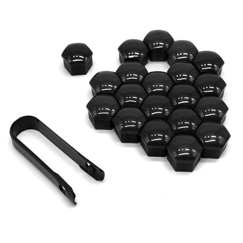 QKYS 20PCS Lug Nut Covers, Rust-Proof Black Hex LugNut Covers with Removal Tool, Wheel Nuts Caps for Wheel Bolts Protection and Decoration, Wheel Bolts Accessories for Cars SUVs (19mm)