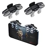 MINGTIANGH コントローラー 荒野行動 PUBG 6本指 2個パック 左右兼用 携帯ゲーム ジョイスティック モバイル スマホ 高速反応 射撃ボタン 連続射撃 高感度 無段階調整 電源ボタンと干渉しない 各種ゲーム対応可能 ケース対応