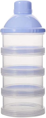 ベビー ミルクケース 離乳食保存容器 おでかけ 4層 携帯 持ち歩き 外出 持ち運び 小分け 容器 小分け漏斗 ミルクボックス ベビー用品 携帯ケース 赤ちゃん (ブルー)