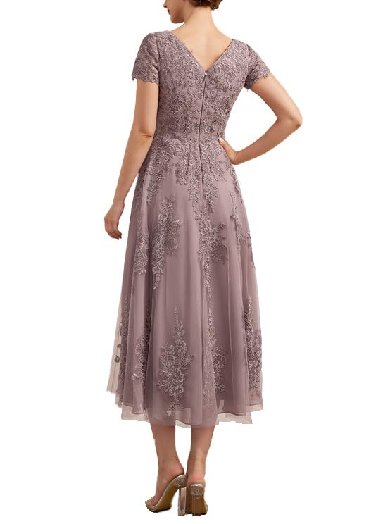 Mother of The Bride Dresses for Wedding Tea-Length Tulle Lace Dresses for Women Formal ZXF0153