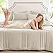 CozyLux Oversized King Comforter Set - 7 Pieces Bed in a Bag Beige Comforter Set with Sheets Luxury Bed Set All Seasons, Soft Bedding Set with Down Alternative Comforter, Sheets, Pillowcases & Shams