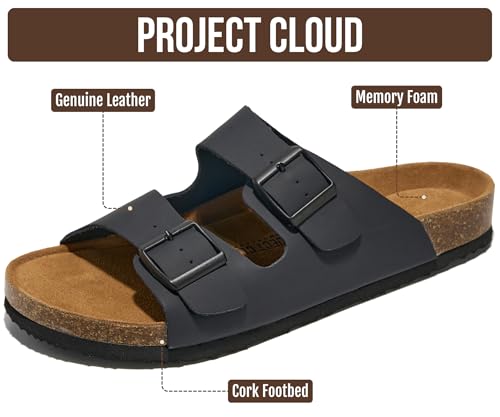 Image of Project Cloud Mens Sandals, 100% Genuine Leather Mens Slides (Heritage)
