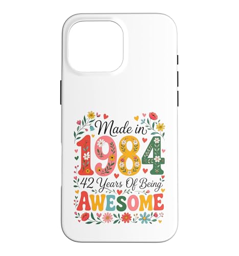 42 Year Old Made in 1984 Retro Floral 42nd Birthday Women �X�}�z�P�[�X iPhone 16 Pro Max �p