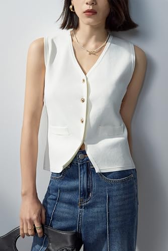 Sweater Vest for Women V Neck Button Front Knit Tank Top Waistcoat Minimalist Style 2025 Spring/Summer Fashion Trends4