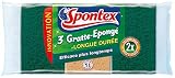 SPONTEX - Gratte-Eponge Longue Durée - 3 éponges grattantes vertes - 2x plus durable