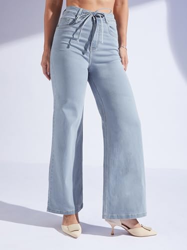 Image of Miss Chase Women's Wide-Leg High-Rise Regular-Length Stretchable Shaping Denim Jeans