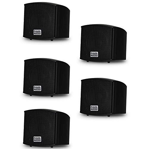 Best Price Acoustic Audio AA321B Mountable Indoor Black Speakers 1000 Watts 5 Piece Set AA321B-5S