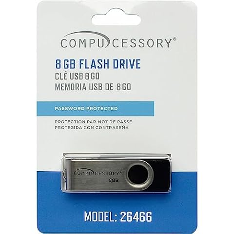 Compucessory Password Protected USB Flash Drives - 8 GB - Aluminum - 1 Pack - Password Protection Cover