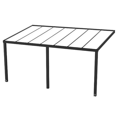 Terrassenüberdachung KD Alpha in Anthrazit mit VSG-Klarglas in 500x400cm - Terrassendach aus Aluminium - wetterfeste Überdachung