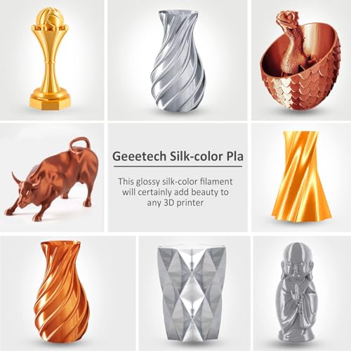 Image of Geeetech Silk PLA Filament 1.75mm for 3D Printer, Metal-Like Shiny 3D Filament 1kg (2.2lbs) 1 Spool, Dimensional Accuracy + /- 0.02 mm, Metallic Copper Silk Filament