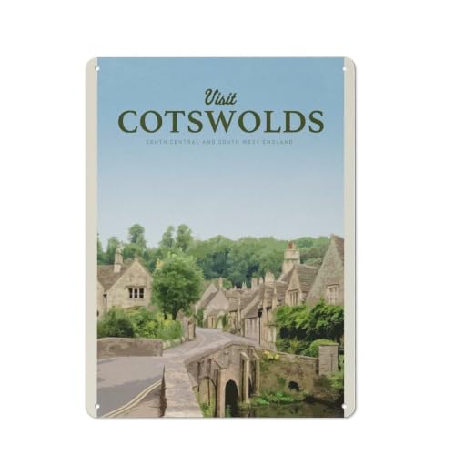 Image of Visit Cotswolds Tin Sign 40x30cm, Home Wall Decor