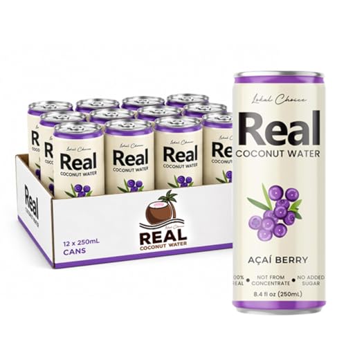 Lokal-Choice Açaí Berry Coconut Water – 100% Pure Hydration Coconut Water Beverage with Electrolytes & Antioxidants, Not From Concentrate, No Added Sugar, No Artificial Ingredients - 12 Pack