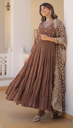 Image of Wedani Georgette Sequins Embroidered Work Anrakali Kurta Set for Women