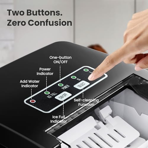 Image of Countertop Portable Ice Maker Machine with Handle, 8 Bullet-Shaped Ice Cubes Ready in 6 Mins, 26Lbs /24H, Self-Cleaning Function with Ice Scoop and Basket for Home /Kitchen /Party (Black)