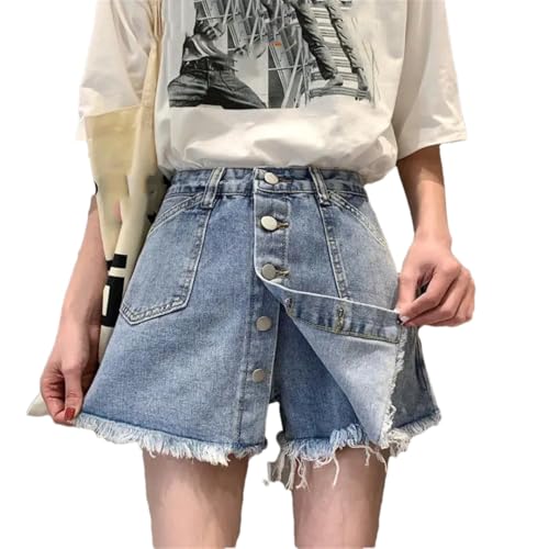 Short en jean décontracté pour femme style vintage élégant en taille XL bleu
