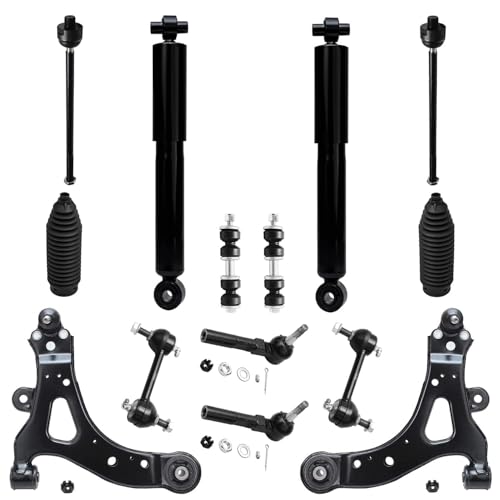 Image of Detroit Axle - 16pc Front End Suspension Kit for 2002-2007 Buick Rendezvous, Struts Lower Control Arms w /Ball Joint Tie Rods Boots Front and Rear Sway Bars Shock Absorbers Replacement