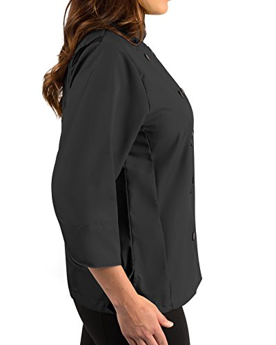 Women's ¾ Sleeve Active Chef Coat, Black With Slate Accent, Xl #TOP3