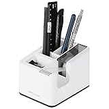 Desktop Tape Dispenser with Pen Holder, Heavy Weighted, Non-Skid Base, Desk Office Clear Invisible...