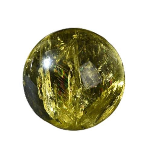 Citrine Crystal Sphere Ball with Stand, Sculpture Figurine, Feng Shui Yellow Home Decoration for Living Room TV Cabinet Crafts G