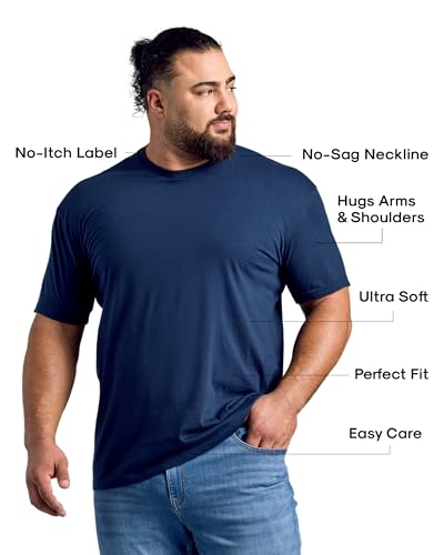 Image of True Classic Men's Cotton Blend Round Neck T-Shirt, Half Sleeve, Black