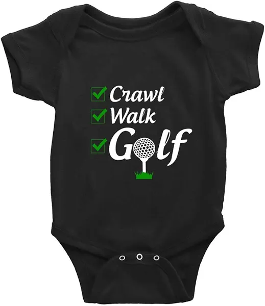 Crawl Walk Golf Novelty Infant Rompers Short Sleeve Baby Bodysuit